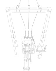 Poster - outline electric transformer substation. power grid substation - vector illustration. electrical sub
