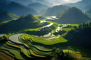 Wall Mural - Terraced rice fields