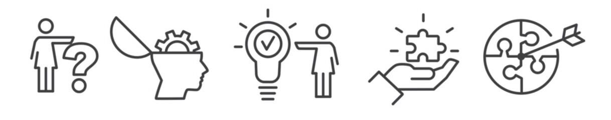 Wall Mural - problem solving thin line icon set
