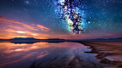 Wall Mural - An awe-inspiring view of the Milky Way galaxy stretching across the night sky, showcasing the beauty of billions of stars and cosmic dust Generative AI