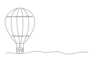 Wall Mural - Hot air balloon One line drawing on white background