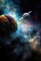 Wall Mural - alien world, deep space landscape