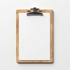 Clipboard with blank white paper mockup, isolated design element | Generative AI