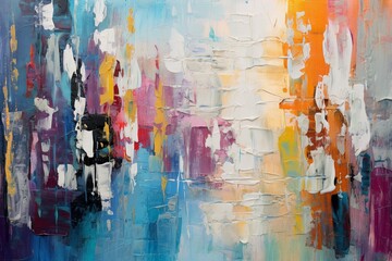 Wall Mural - Abstract modern art with colorful, chaotic blend of acrylic and oil paint strokes.