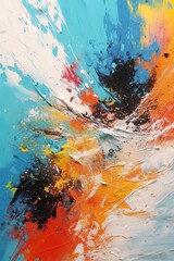 Wall Mural - Abstract modern art with colorful, chaotic blend of acrylic and oil paint strokes.