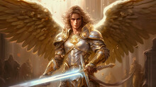 Archangel Michael Leads The Heavenly Armies. Generative AI