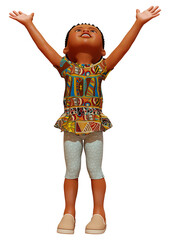 Wall Mural - 3D Rendering African Girl on White