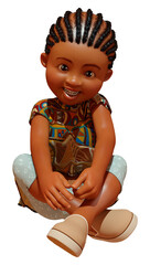 Wall Mural - 3D Rendering African Girl on White