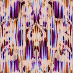 Poster - Geometric abstract grunge vintage pattern. Ikat style. Seamless vector image.