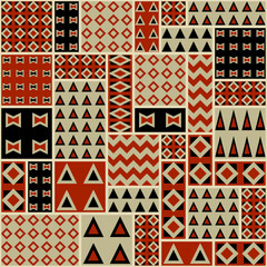 Poster - Geometric abstract grunge vintage pattern. Ikat style. Seamless vector image.
