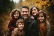 © Mustafa - A close - up photo of a beaming American family huddled together, their faces filled with joy and laughter. Generative AI