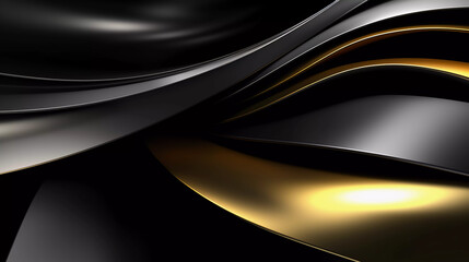 Wall Mural - Abstract black and gold background with geometric dynamic glowing diagonal lines. Modern technology background, graphic for business, corporate, brochure, banner, cover or poster, Generative AI.