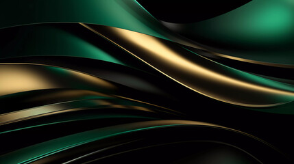 Wall Mural - Abstract green and black background with geometric dynamic glowing diagonal lines. Modern technology background, graphic for business, corporate, brochure, banner, cover or poster, Generative AI.