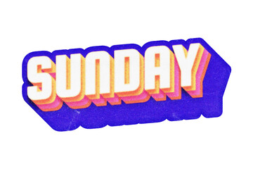 Poster - Word Sunday paper cut-out in retro three-dimensional lettering style isolated on transparent background