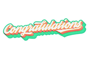 Poster - Word Congratulations paper cut-out in retro three-dimensional script lettering style isolated on transparent background