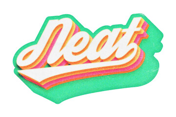 Poster - Word Neat paper cut-out in retro three-dimensional script lettering style isolated on transparent background