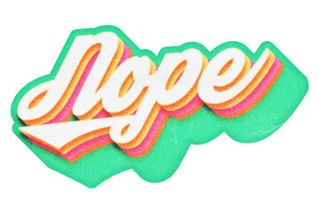 Poster - Word Nope paper cut-out in retro three-dimensional script lettering style isolated on transparent background