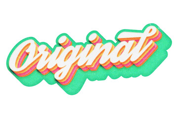 Poster - Word Original paper cut-out in retro three-dimensional script lettering style isolated on transparent background