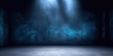 A Dark Empty Street, Dark Blue Background, An Empty Dark Scene, Neon Light, Spotlights The Asphalt Floor And Studio Room With Smoke Float Up The Interior Texture. Night View Generative AI