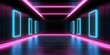 © AKKA - abstract futuristic geometric tunnel portal with pink blue glowing neon moving high speed wave lines and bokeh lights. Data transfer concept Fantastic wallpaper, Ai Generative