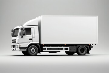 white delivery truck side view cargo truck advertising | Generative AI