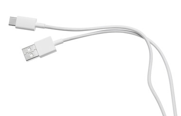 white usb micro usb cable, cut out