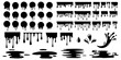 © thebeststocker - Splashes of water vector black icon set. Ink drops. Liquid elements, cry droplet icons vector set. Vector EPS 10