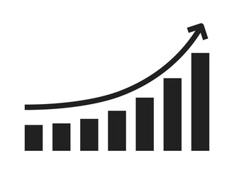 Fototapete - Statistics graph moving up growth monochrome flat vector element. Bar chart increase. Profit success. Editable clip art black white icon. Simple thin line spot illustration for web graphic design