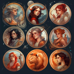 Wall Mural - Background with the concept of horoscope and astrology. Generative AI.
