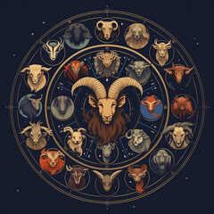 Wall Mural - Background with the concept of horoscope and astrology. Generative AI.