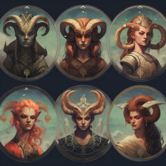 Wall Mural - Background with the concept of horoscope and astrology. Generative AI.