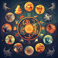 Wall Mural - Background with the concept of horoscope and astrology. Generative AI.