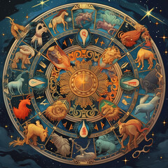 Wall Mural - Background with the concept of horoscope and astrology. Generative AI.