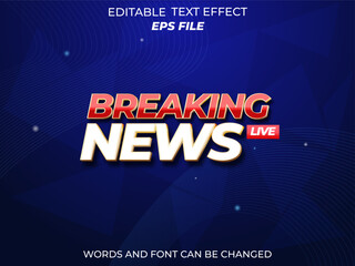 Poster - breaking news text effect, font editable, typography, 3d text. vector template