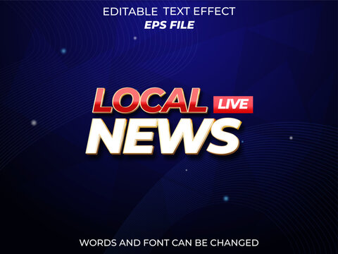 local news text effect, font editable, typography, 3d text. vector template