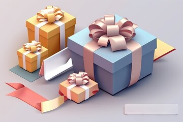 Sticker - Gift boxes with ribbons and place for your text