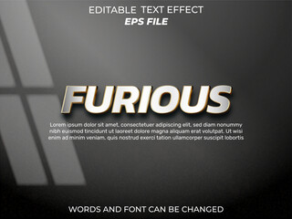 Poster - furious text effect, font editable, typography, 3d text. vector template