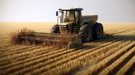 Sticker - A large harvester in operation in a farm field, generated by AI