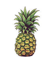 Sticker - Ripe pineapple, fresh and juicy tropical