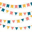 Fanions - Drapeaux - Guirlande - Banderoles festives et colorées pour la fête - Décoration - Éléments vectoriels éditables