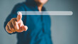 © Shutter2U - Browsing Internet Data Information Search engine with businessman hand background. Man clicking internet search bar accessing homepage on computer touch screen. Digital Networking Concept. Copy space.
