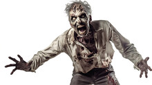 Scary Zombie Isolated On Transparent Background PNG - Generative AI