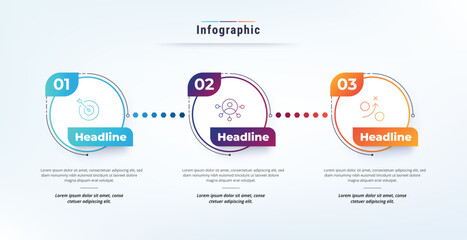 Wall Mural - Business three step infographic template.