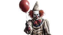 Scary Clown Isolated On Transparent Background PNG - Generative AI