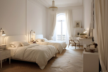  Luxurious bedroom interior design. Generative AI