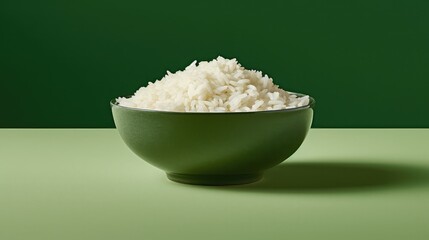 Wall Mural - Bowl of rice with green background