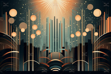 generative ai. art deco christmas abstract background