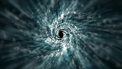 Wall Mural - Outer Space sci-fi background. Flying through an icy spiral vortex of frozen blue galaxy stars and particles. Seamlessly looping, HD science motion background animation.