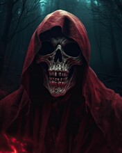Skeleton With Red Hood, Death In The Red Hood, Generative By AI