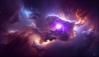 Wall Mural - Nebula Galaxy Background With  Purple Blue Outer Ai generated image